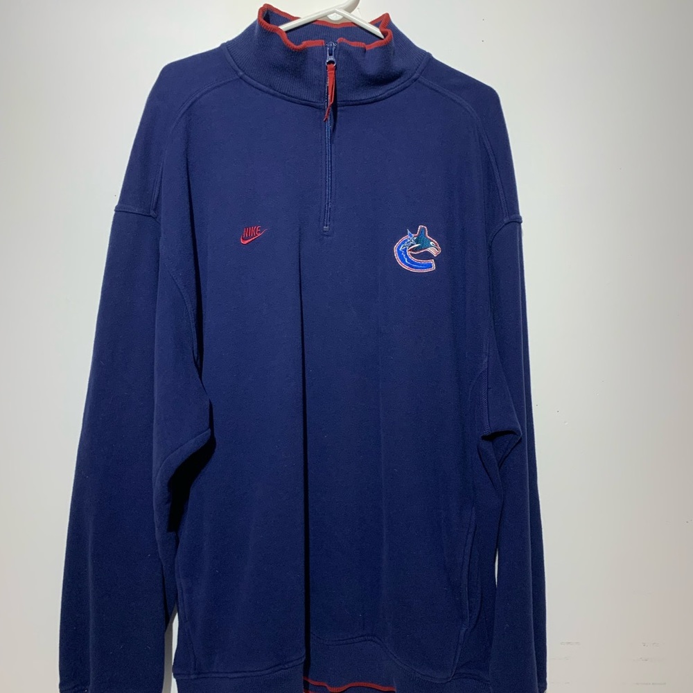 Vintage 1990s Nike Canucks 1/4 Zip Sweater - Picture 1 of 8